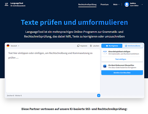 Textprüfung Language Tool
