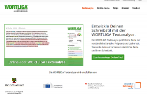 Wortlige Starseite zum Prüfen von Texten